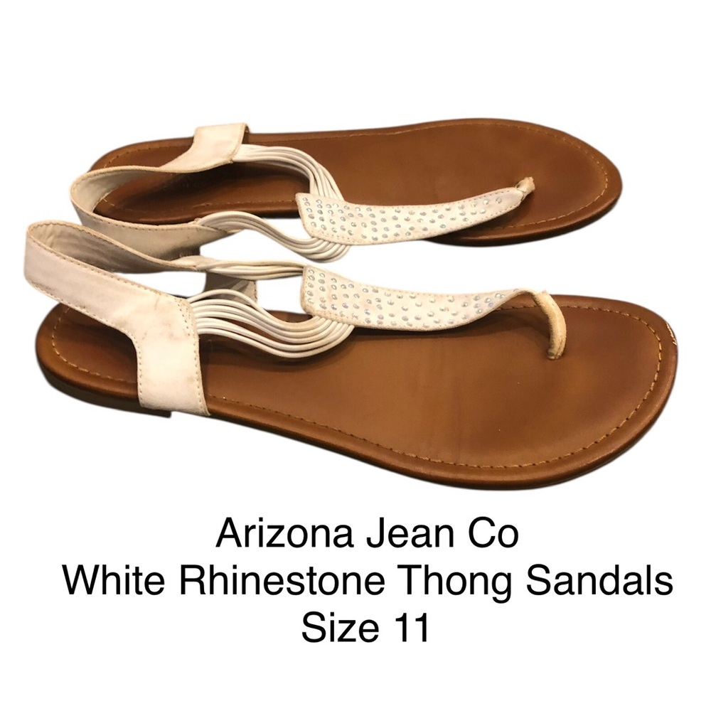 Arizona Jean Company White and Brown Rhinestone Sandals